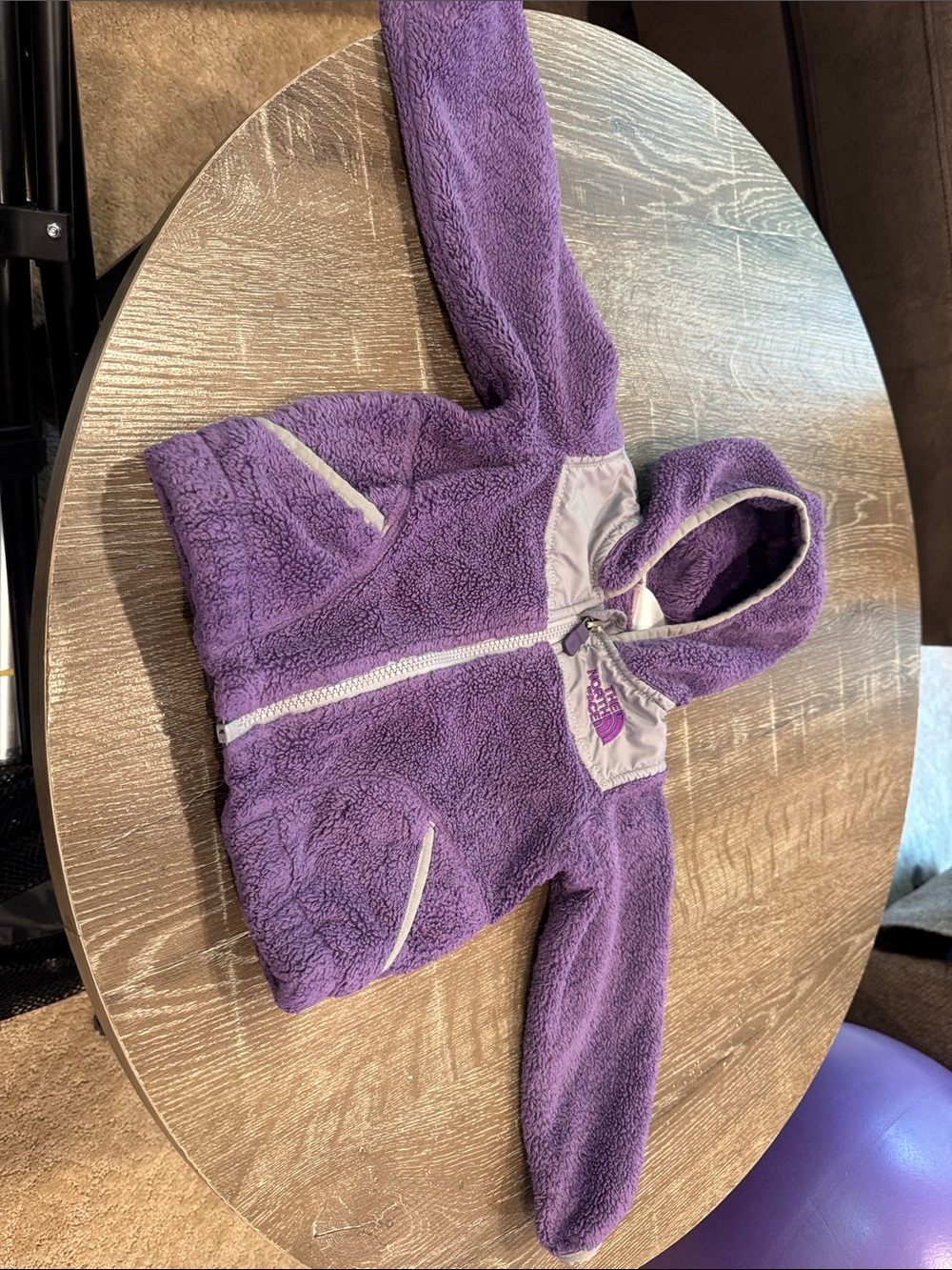 The North Face Kids Purple Sherpa Hoodie with Cream Trim
